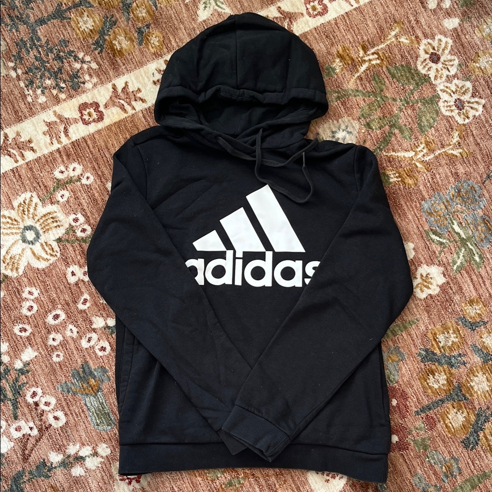 Adidas Women's Black Hoodie with White Logo